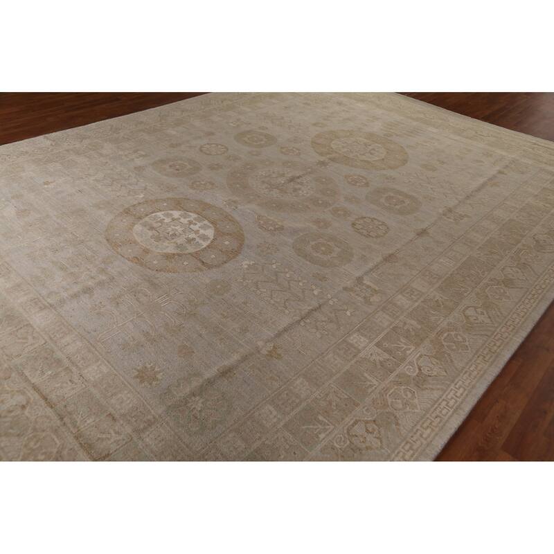Vegetable Dye Oushak Turkish Large Rug Handmade Wool Carpet - 10'0"x 13'6"