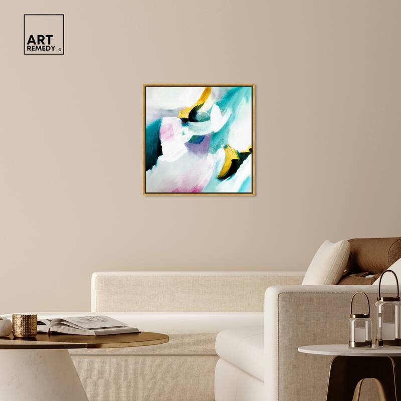 Art Remedy Still Violas Ii Framed Blue Abstract 1 Piece Canvas Wall Art