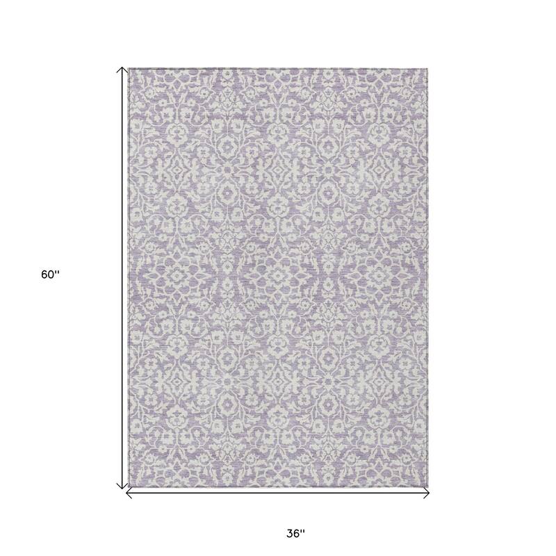 HomeRoots Damask Traditional Rectangle Outdoor Rug