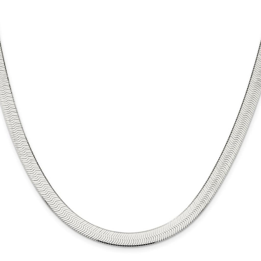 Curata 925 Sterling Silver 7mm Magic Herringbone Chain Necklace