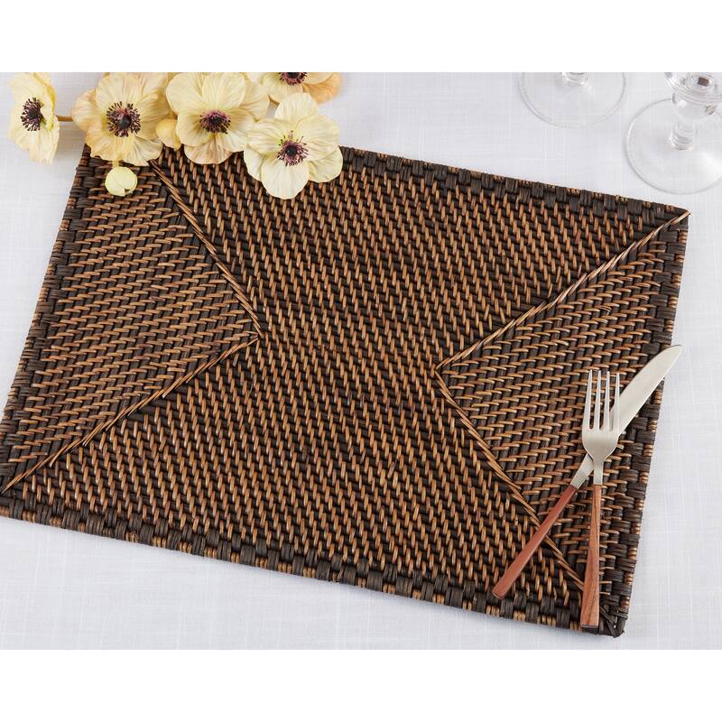 Rattan Placemats With Woven Design (Set of 4)