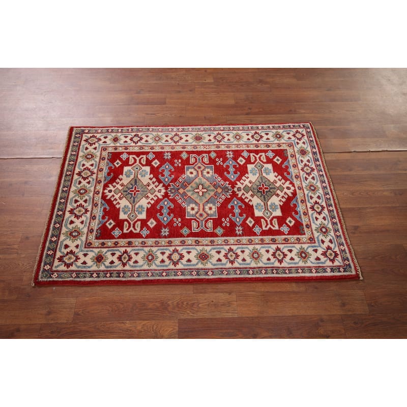 Red Kazak Accent Rug Hand-Knotted Wool Carpet - 2'6" x 3'10"