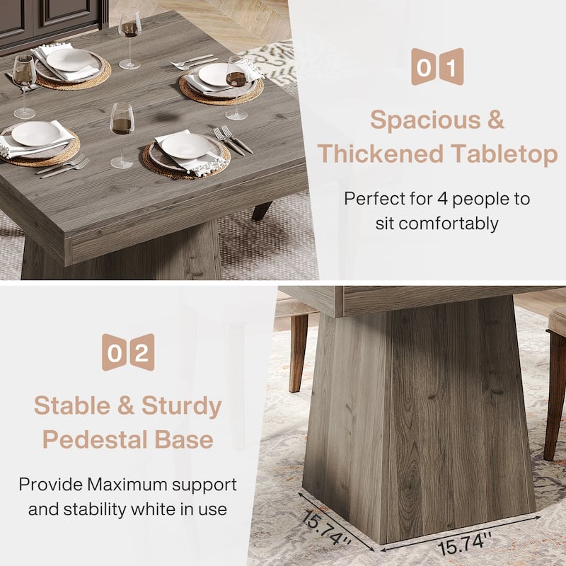 31.5 Inch Square Dining Table, Wood Kitchen Table Small Dinner Table Farmhouse Dining Room Table