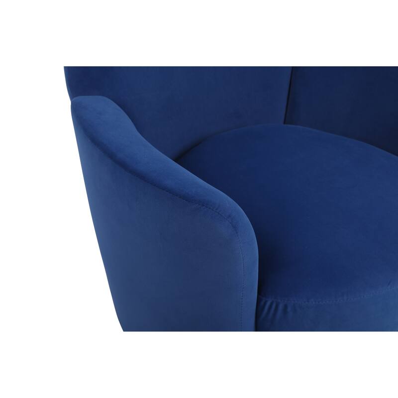 Velvet Swivel Barrel Chair with Gold Stainless Steel Base, High-Density Foam and 360° Rotation