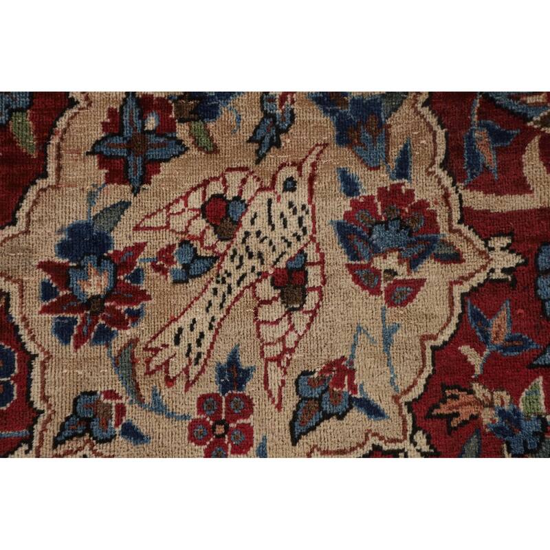 Vegetable Dye Isfahan Persian Antique Area Rug Handmade Wool Carpet - 9'2"x 13'8"