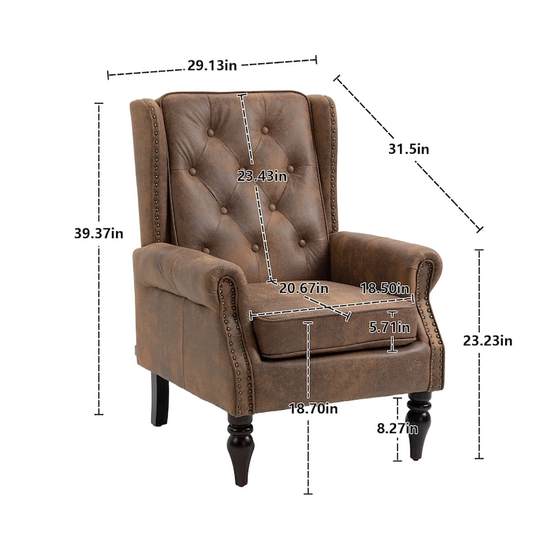 Roomfitters Wood Frame Accent Armchair, Modern Lounge Chair with Cushioned Seat for Living Room or Bedroom