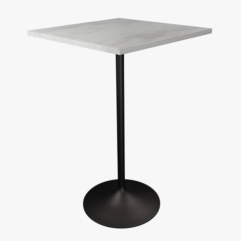 Square Bar Height Dining Table with Resin Top and Stainless Steel Base - 27"