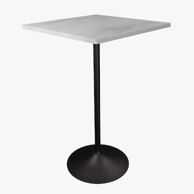 Square Bar Height Dining Table with Resin Top and Stainless Steel Base