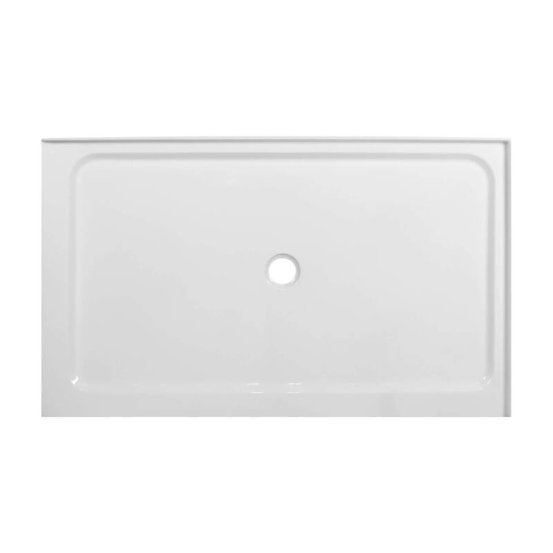Fine Fixtures Double Threshold Acrylic Shower Base - Non-Slip Textured Surface Shower Floor Pan in White