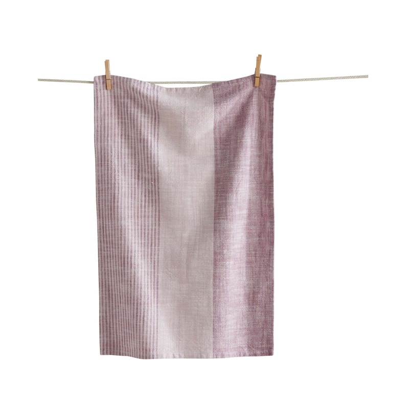 Baha Stripe Dishtowel Lavender Kitchen Towel Cotton Machine Washable 18 x 27 inch