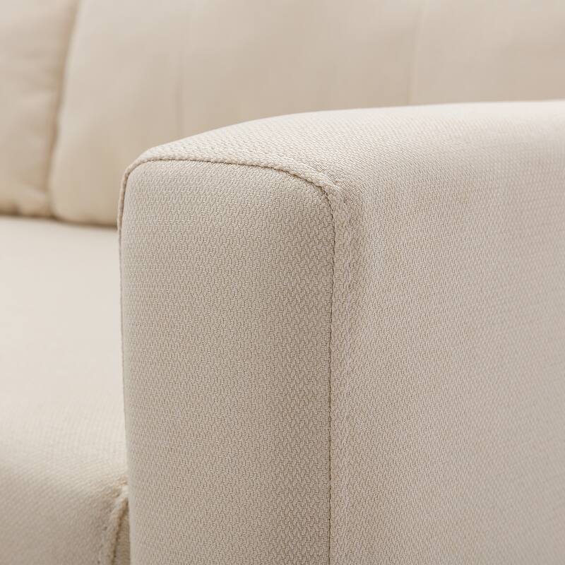 Linen L-Shaped 3-Seat Sofa Convertible Sectional Sofa