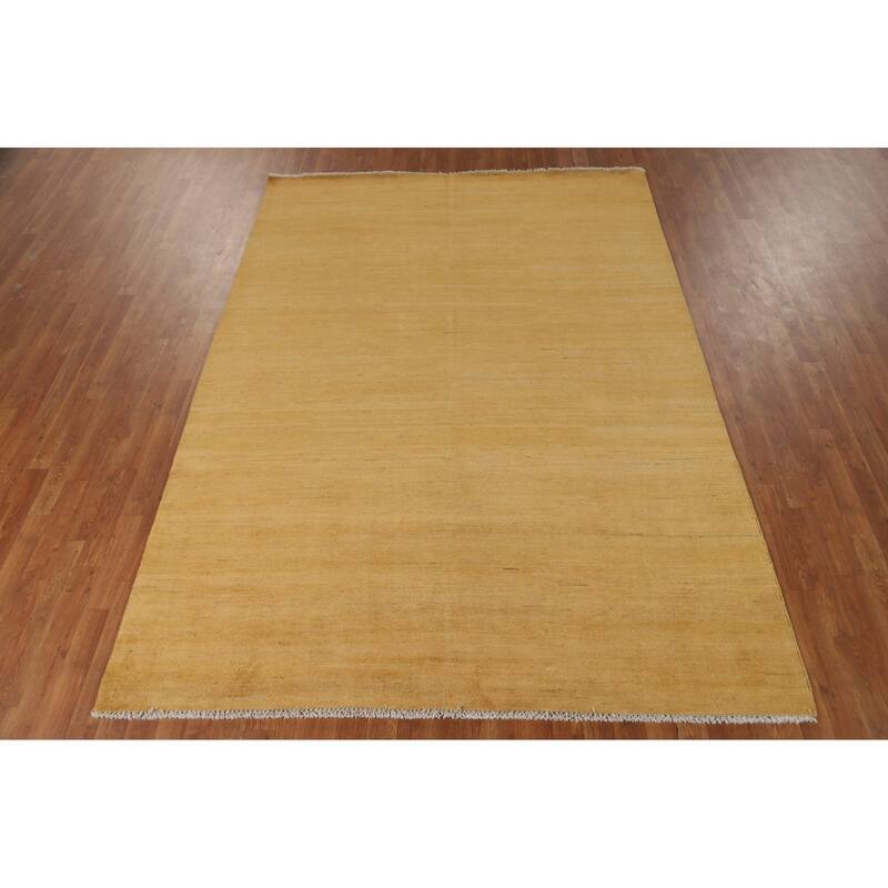 Yellow Gabbeh Modern Area Rug Handmade Wool Carpet - 6'7"x 9'2"