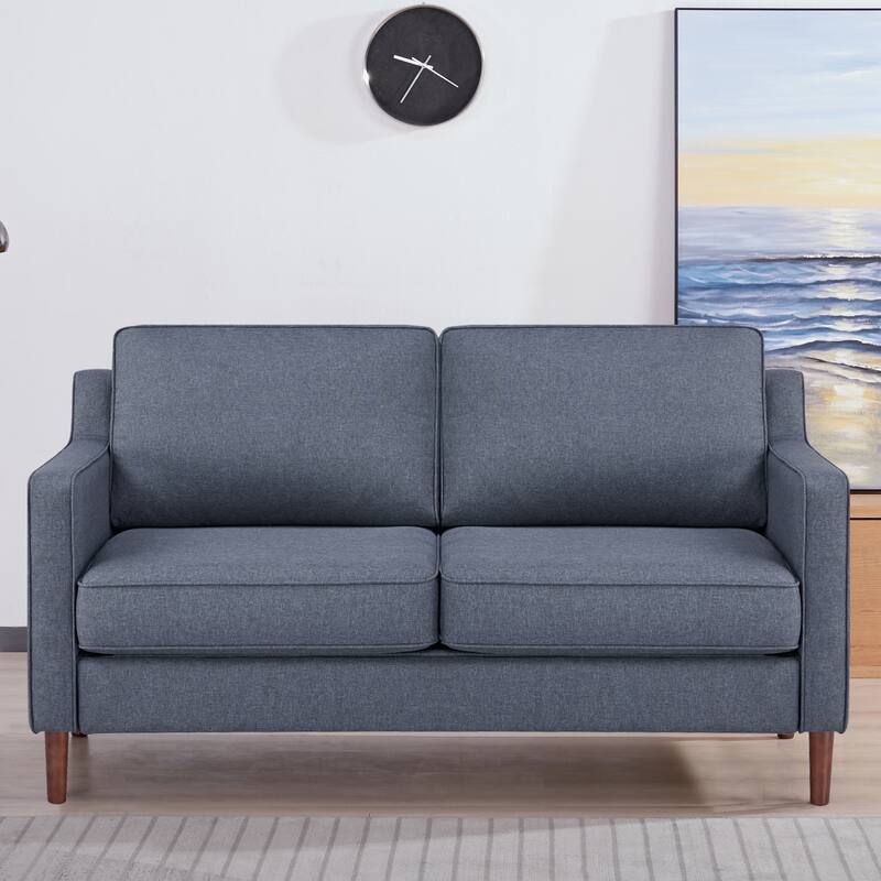 Artdeco Home - Sedona Modern Loveseat Sofa, Faux Linen / Vegan Leather Couch - Faux Linen Dark Gray