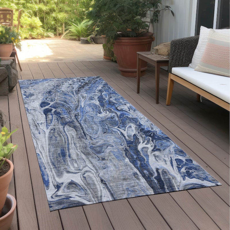 Machine Washable Indoor/ Outdoor Chantille Abstract Modern Rug