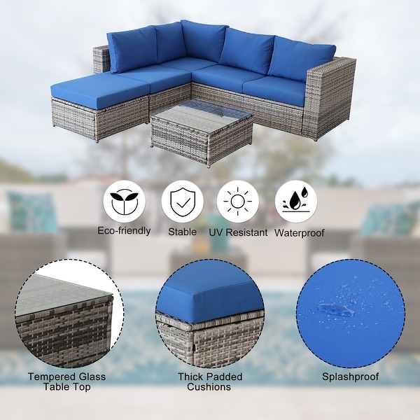 Petekar 3 piece rattan sectional seating group sale with cushions