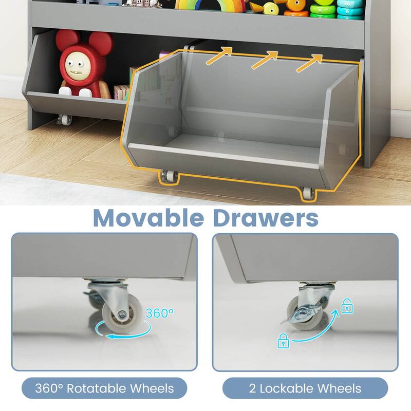 Costway Kids Toy Storage Organizer with 2 Movable Drawers Open Shelf - See Details