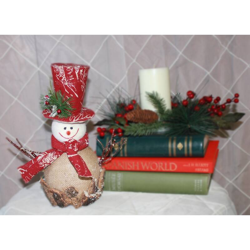 11" Iced Burlap Snowman