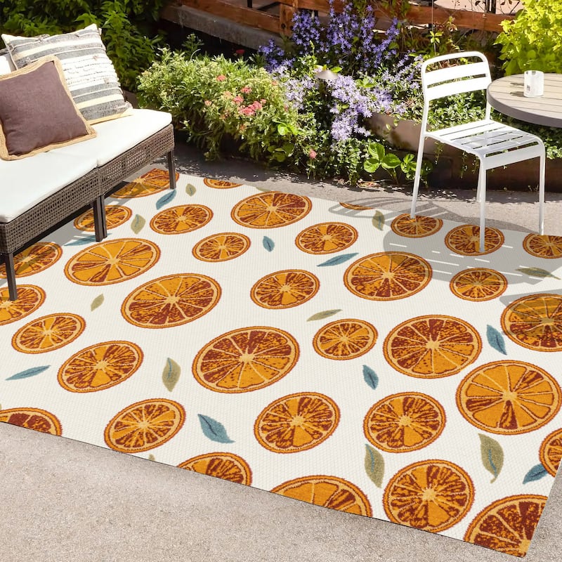 JONATHAN Y Ananas Citrus Slice High-Low Indoor/Outdoor Area Rug