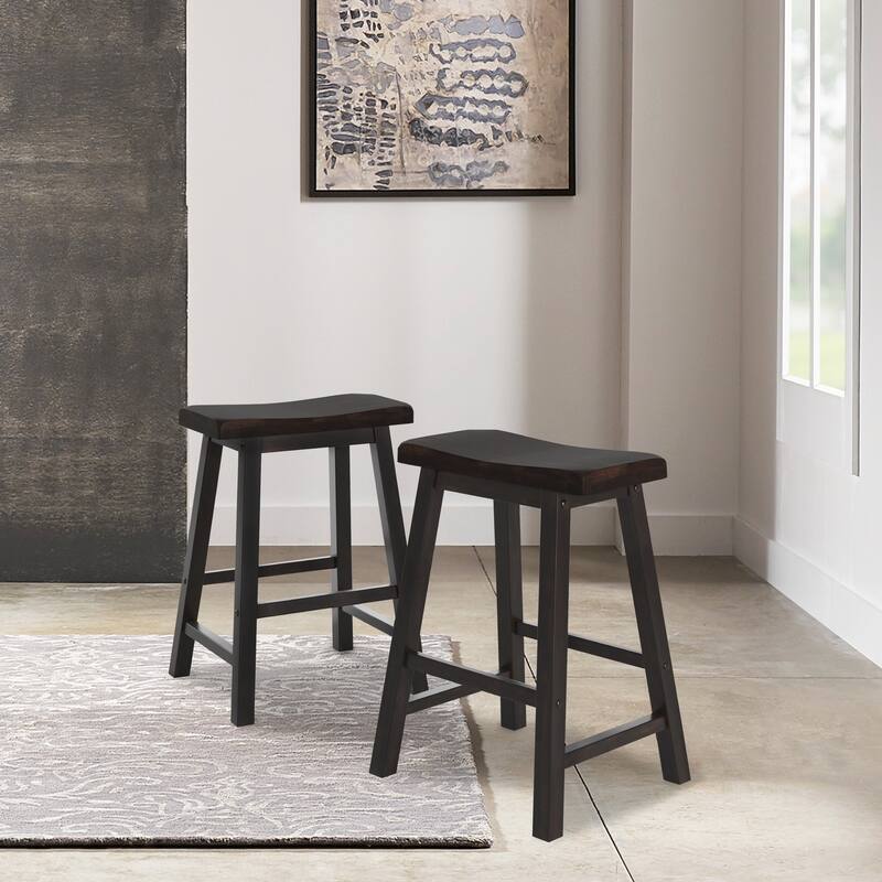 Cadiz Saddle Seat 24" Counter Height Backless Stools (Set of 2)