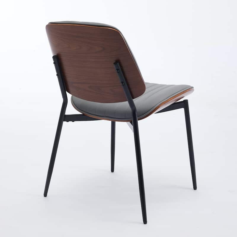 Modern Style Dining Chairs Set of 2, PU Leather Dining Chair with Metal Legs