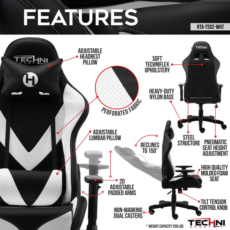 Sport Office-PC Gaming Chair - White