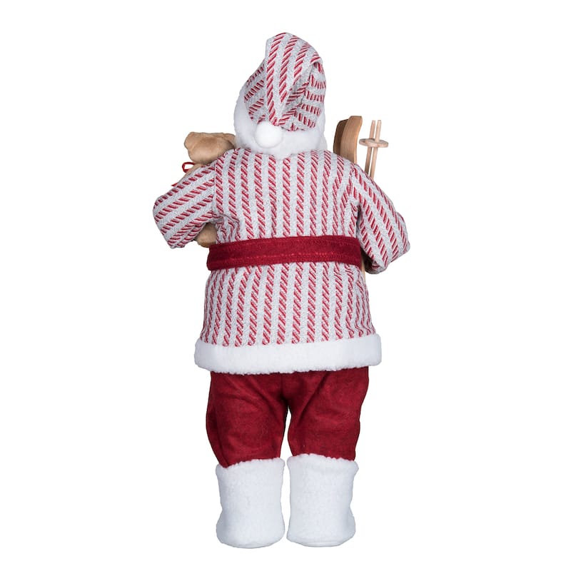 Transpac Fabric 24 in. Multicolor Christmas Ticking Stripe Country Santa