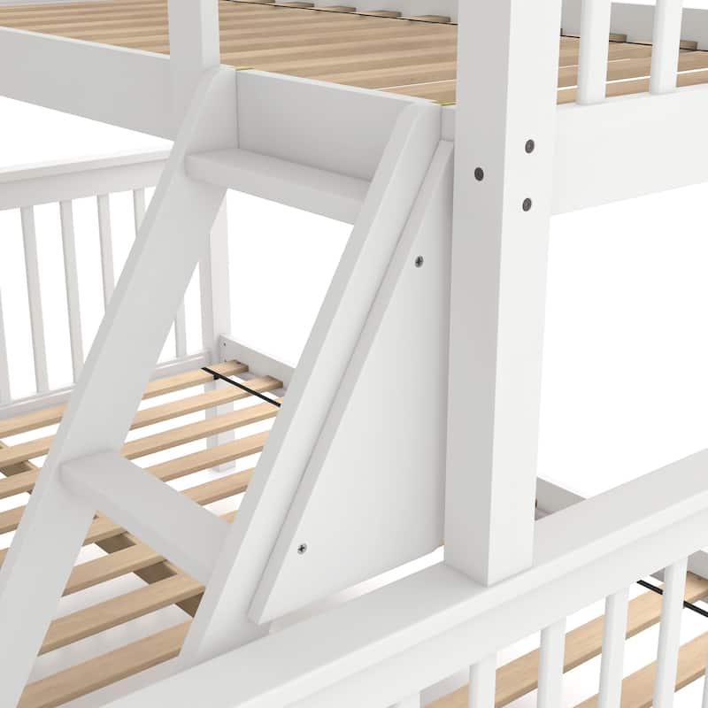 Furniture of America Hayes Twin over Full Solid Wood Detachable Bunk Bed with Ladder