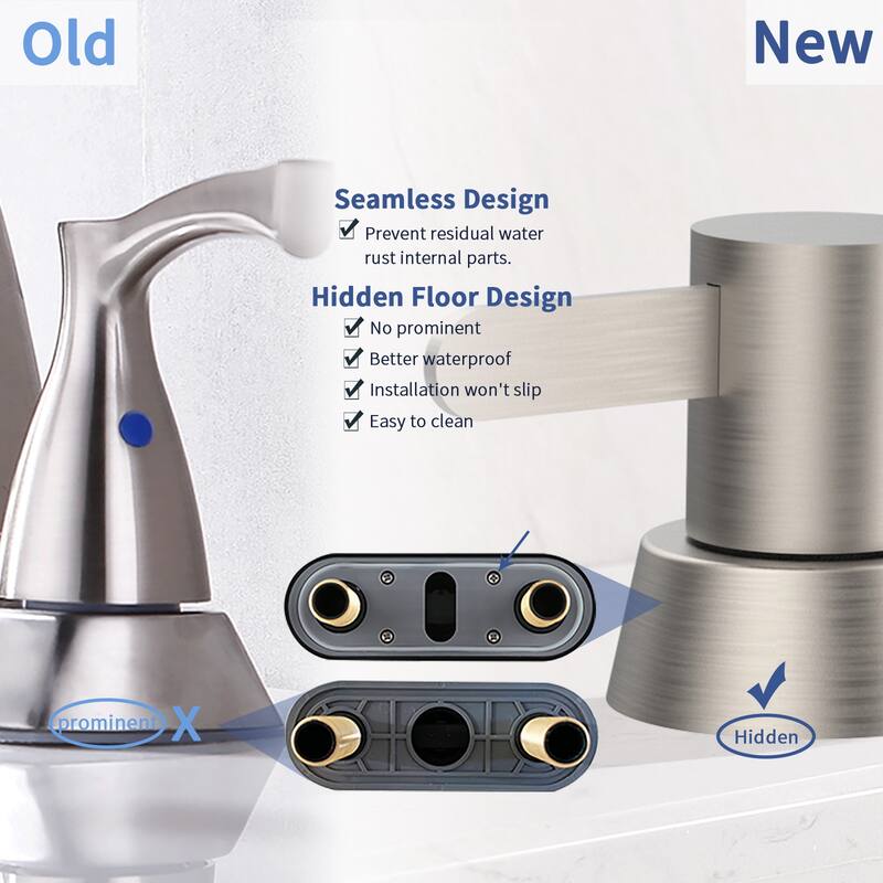 Modern Double Handle 360 Degree Swivel Bathroom Vanity Sink Faucet with Anti Leak Valve and Aerator, Anti Fingerprint, Anti Rust