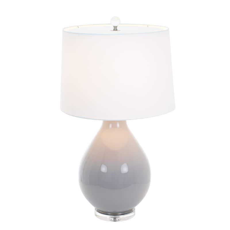 Poppy Glass Table Lamp with Linen Lamp Shade