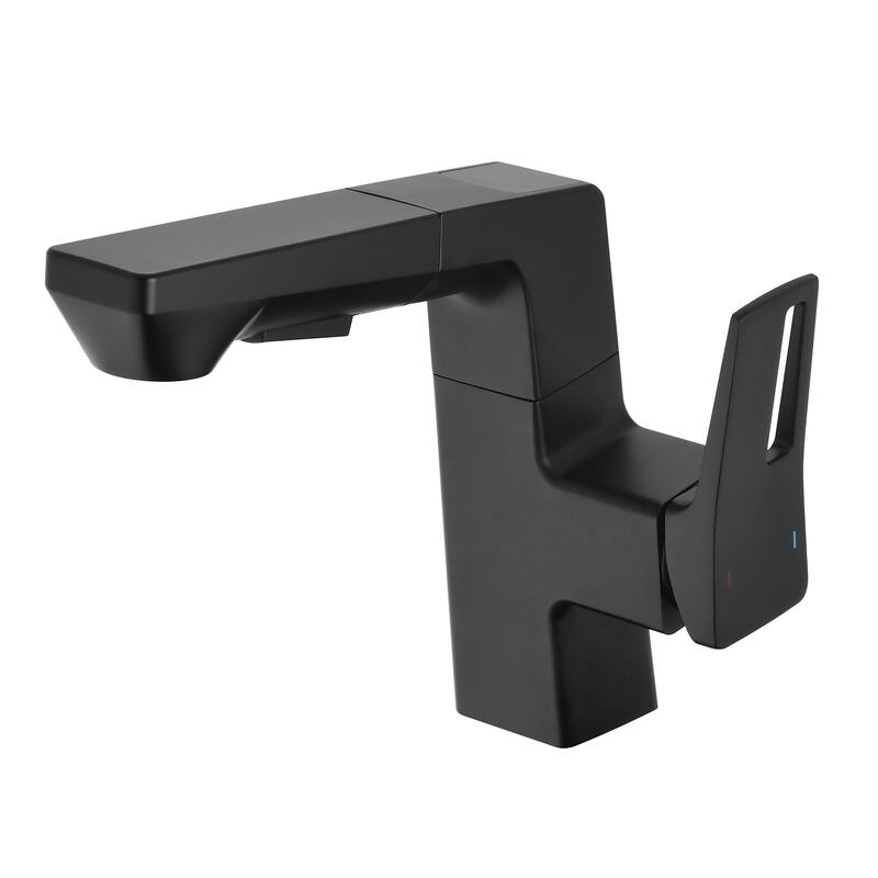 Smart LED Bathroom Faucet Chrome - Temperature Digital Display, Pull Down Sprayer for RV and Home Sinks - Matte Black