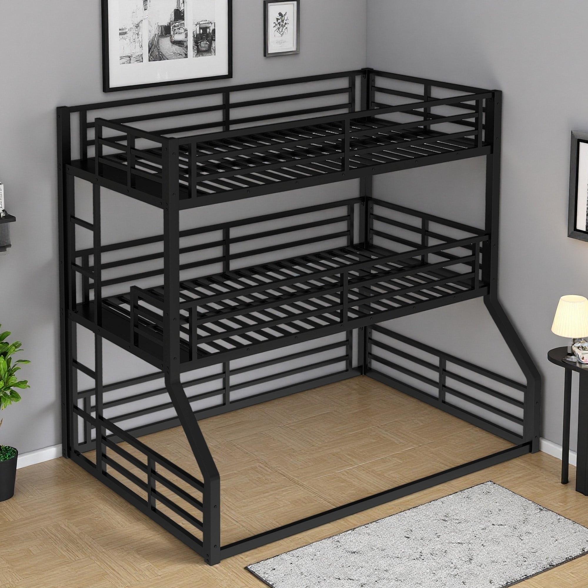 Twin over Twin over Full XL Metal Triple Bunk