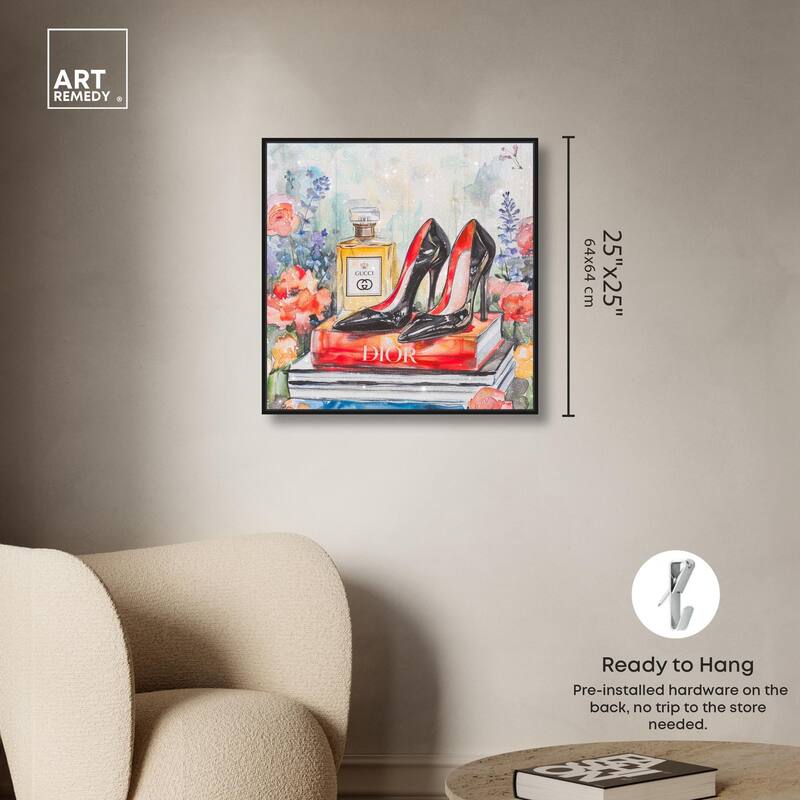 Lovely Garden Books and Heels Canvas by Art Remedy