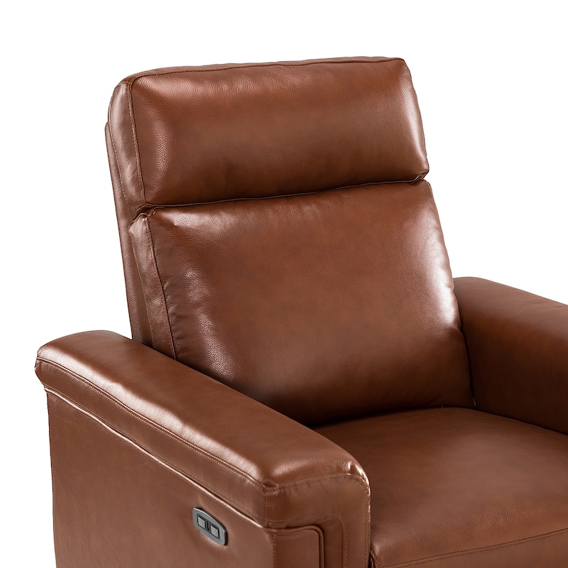 Alicia 34.65" Wide Contemporary Classic Genuine Leather Power Recliner With USB Port, Set of 2