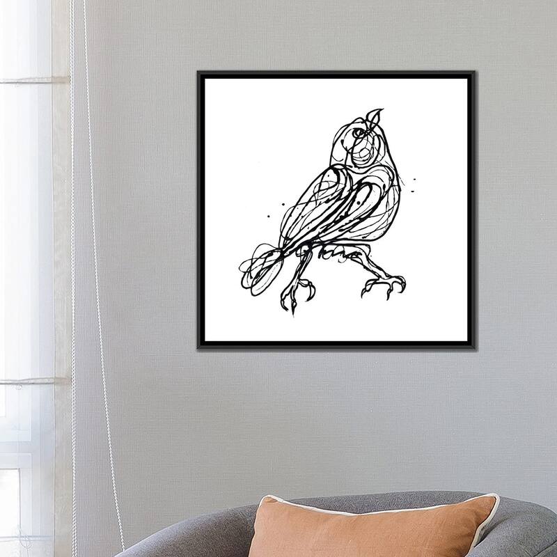 iCanvas "Chin Up - Cute Little Bird Jackson Pollock Style Drawing" by OLena Art Framed