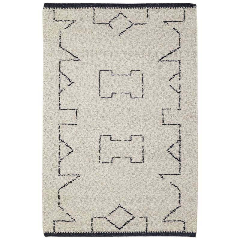 Terra by Obeetee Farah Ashlar White Rug - Lavender/Ivory - 2'6" x 8'