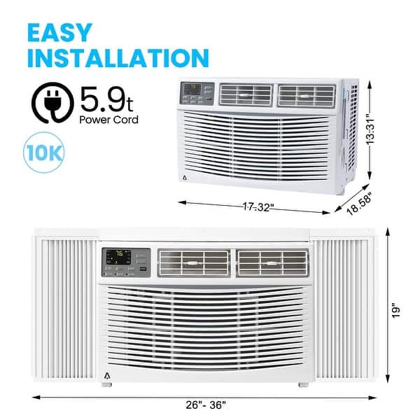 10000btu Window Air Conditioner Units with 3 Cooling Modes，115V Window Ac Units for Bedroom Fast Cooling 450 Sq.ft.