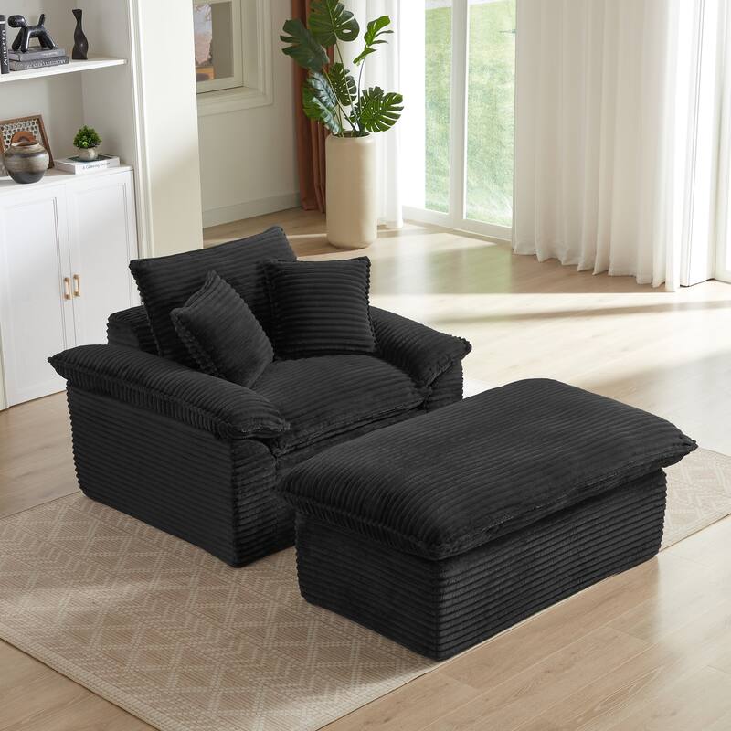 51.97" Modern Comfortable Cushioned Compression Single Sofa with Footrest