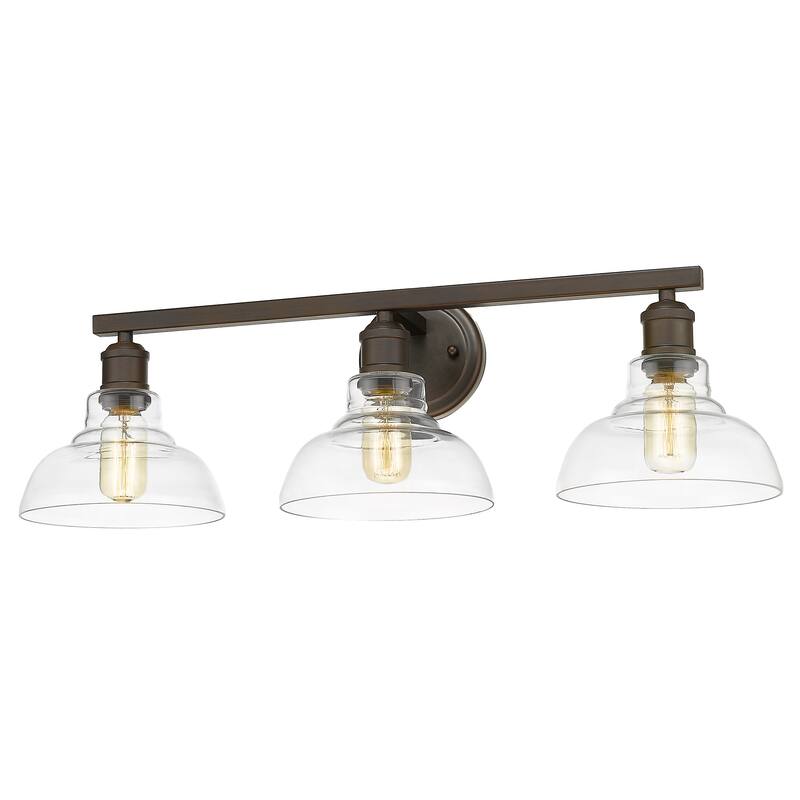 Carver 3 Light Bath Vanity - Rubbed Bronze with Clear Glass