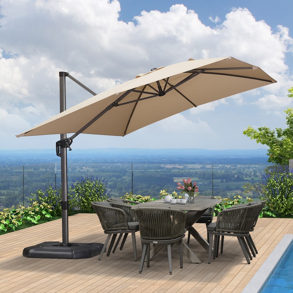PURPLE LEAF 9 x 11.5 ft 360 Degree Rotation Patio Cantilever Umbrella