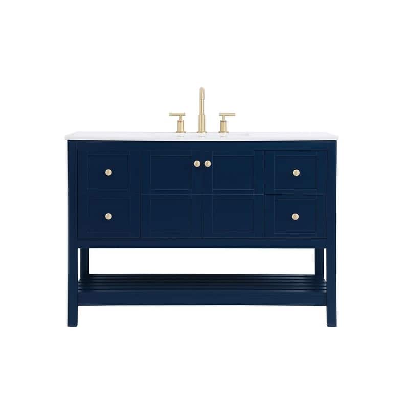 Elegant Lighting VF16448 Theo 48" Free Standing Single Basin Vanity - Blue - Painted