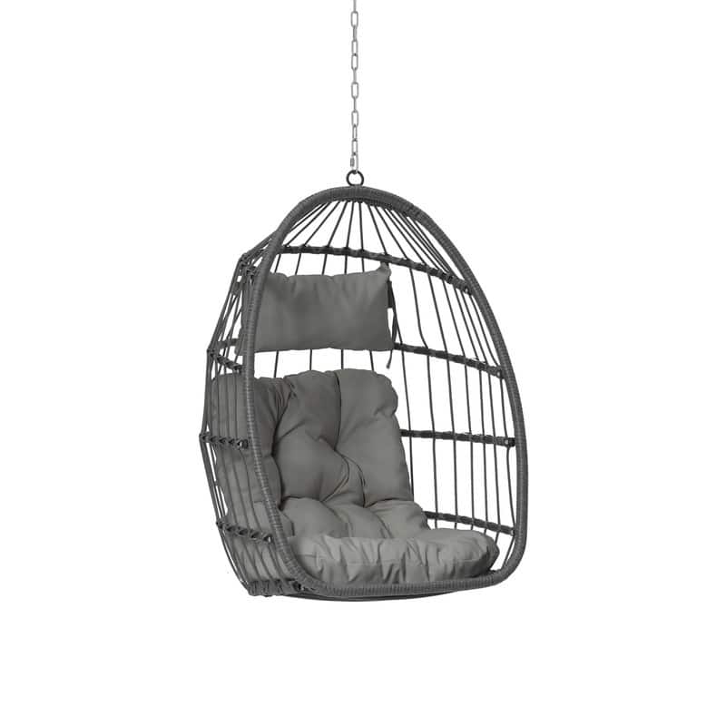 Egg Chair Outdoor Without Stand Indoor,Wicker Rattan Hammock Egg Porch Swing with Cushions for Bedroom Patio Balcony