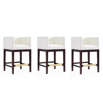 Manhattan Comfort Kingsley 34 in. Dark Walnut Beech Wood Counter Height Bar Stool (Set of 3)