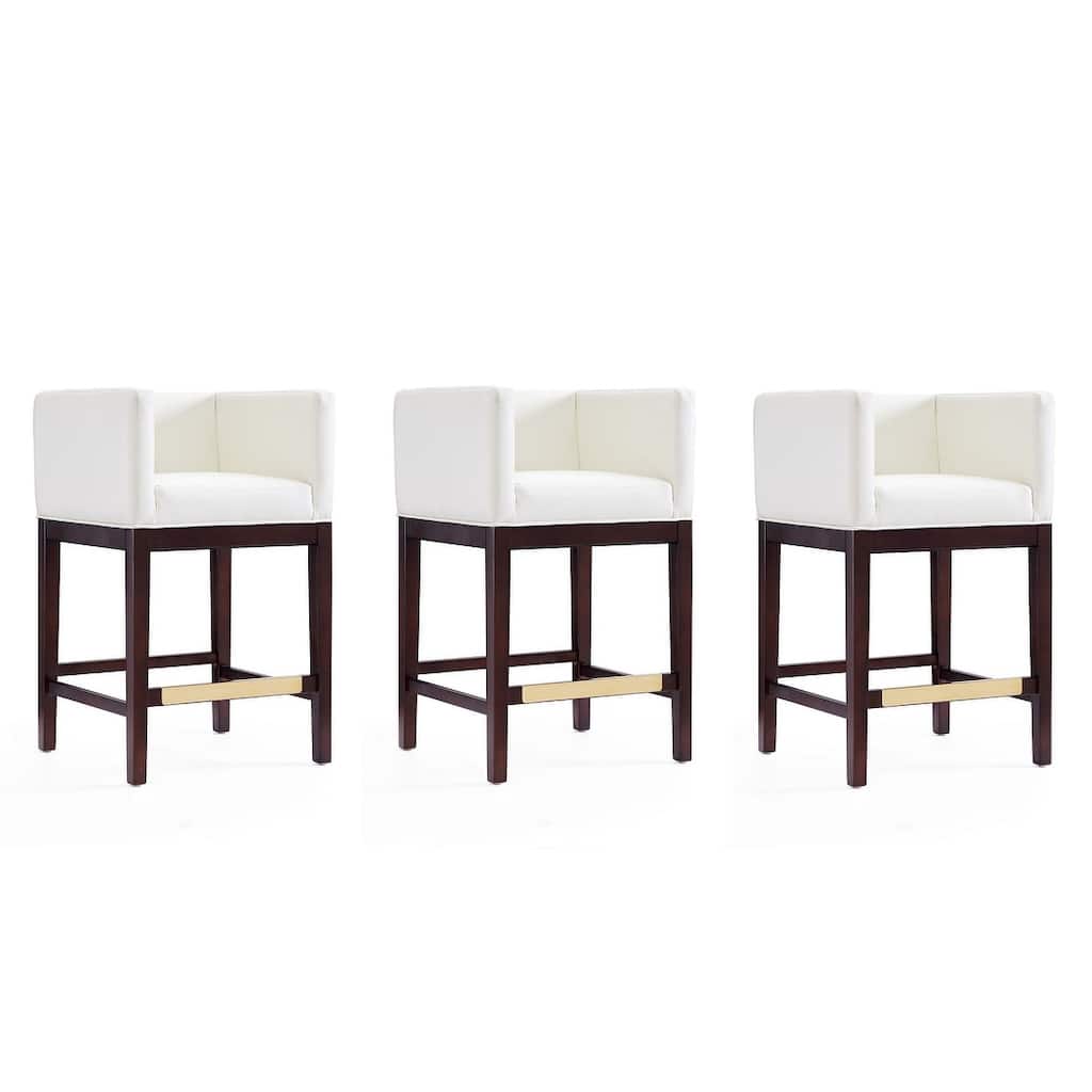 Manhattan Comfort Kingsley Dark Walnut Wood Counter Height Bar Stool (Set of 3)