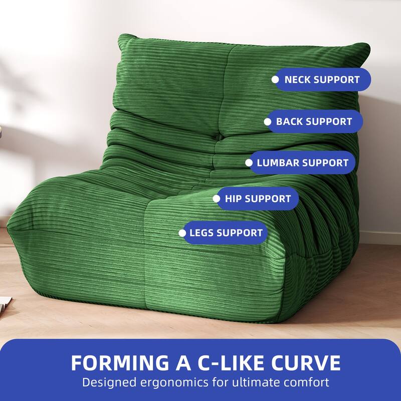 Moasis Cordury Fireside Bean Bag Chairs with Memory Foam for Adults