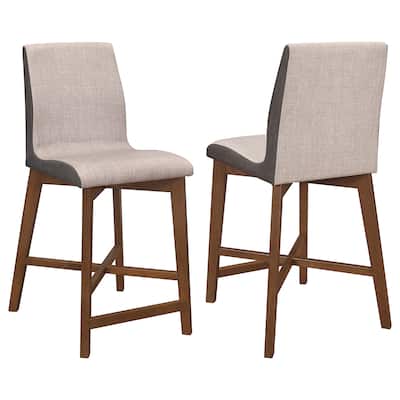 Logan Fabric Grey Upholstered Counter Stools (Set of 2)