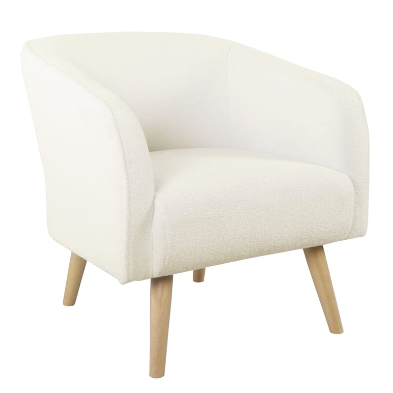 HomePop Sherpa Accent Chair with Wood Legs - Cream