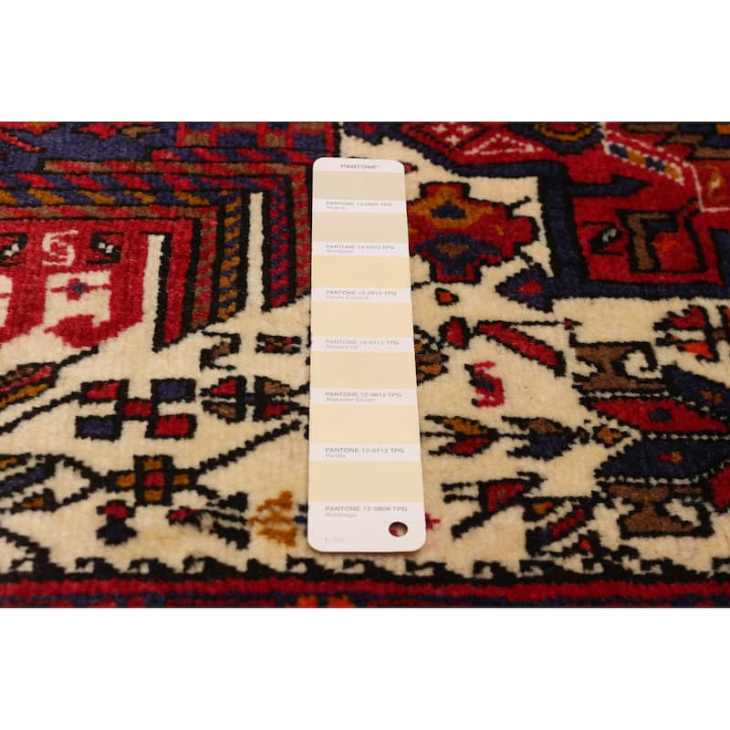 ECARPETGALLERY Hand-knotted Sarabi Cream, Red Wool Rug - 3'2 x 14'5