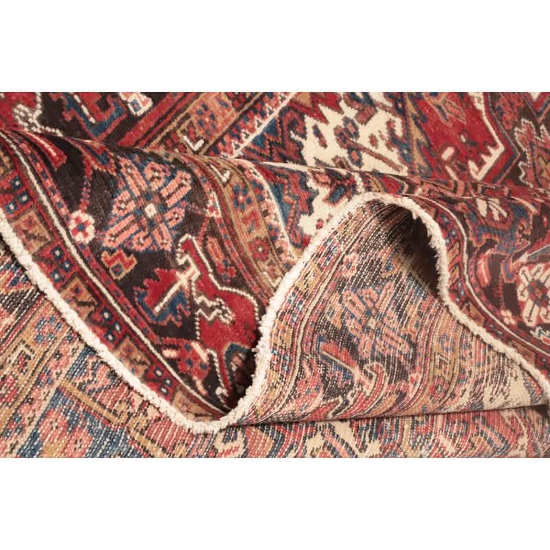 Hand Knotted Oriental 100% Wool Carpet Traditional Medallion Red Heriz Area Rug - 8' 11'' X 7' 7''