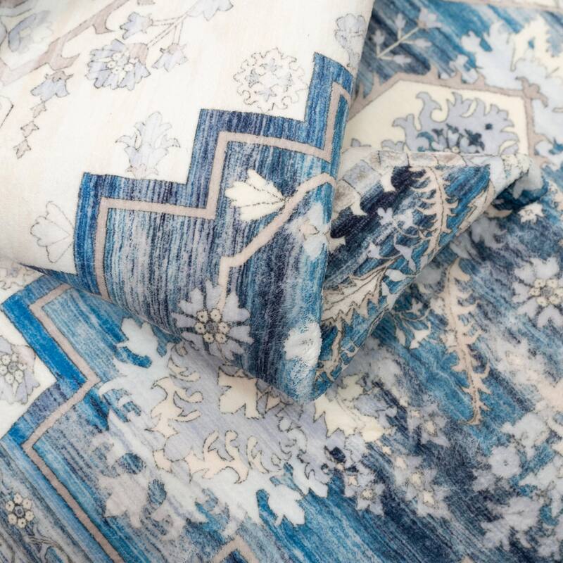 DriftAway Area Rug Washable Rugs for Living Room Non Slip Rubber Backing Low Pile Non Shedding Boho Foldable Vintage Rugs