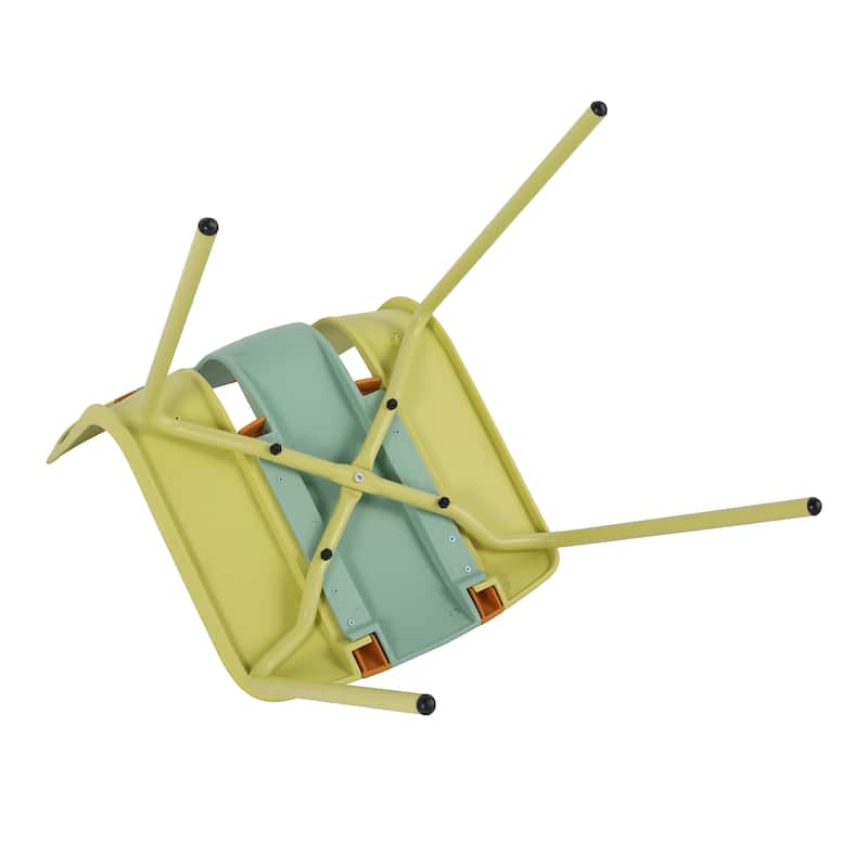 4-Pack Modern Striped Color Block Chairs - Indoor/Outdoor PP Plastic Seat & Sturdy Metal Legs